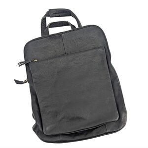 L.Credi Pebbled Leather Backpack Tote Bag Minimalist Classic